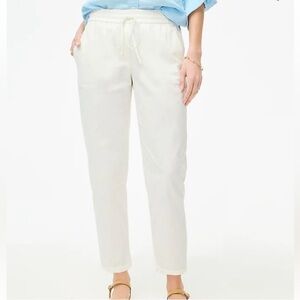 J Crew Factory Linen-cotton blend drawstring pant in white  AW839 sz 12